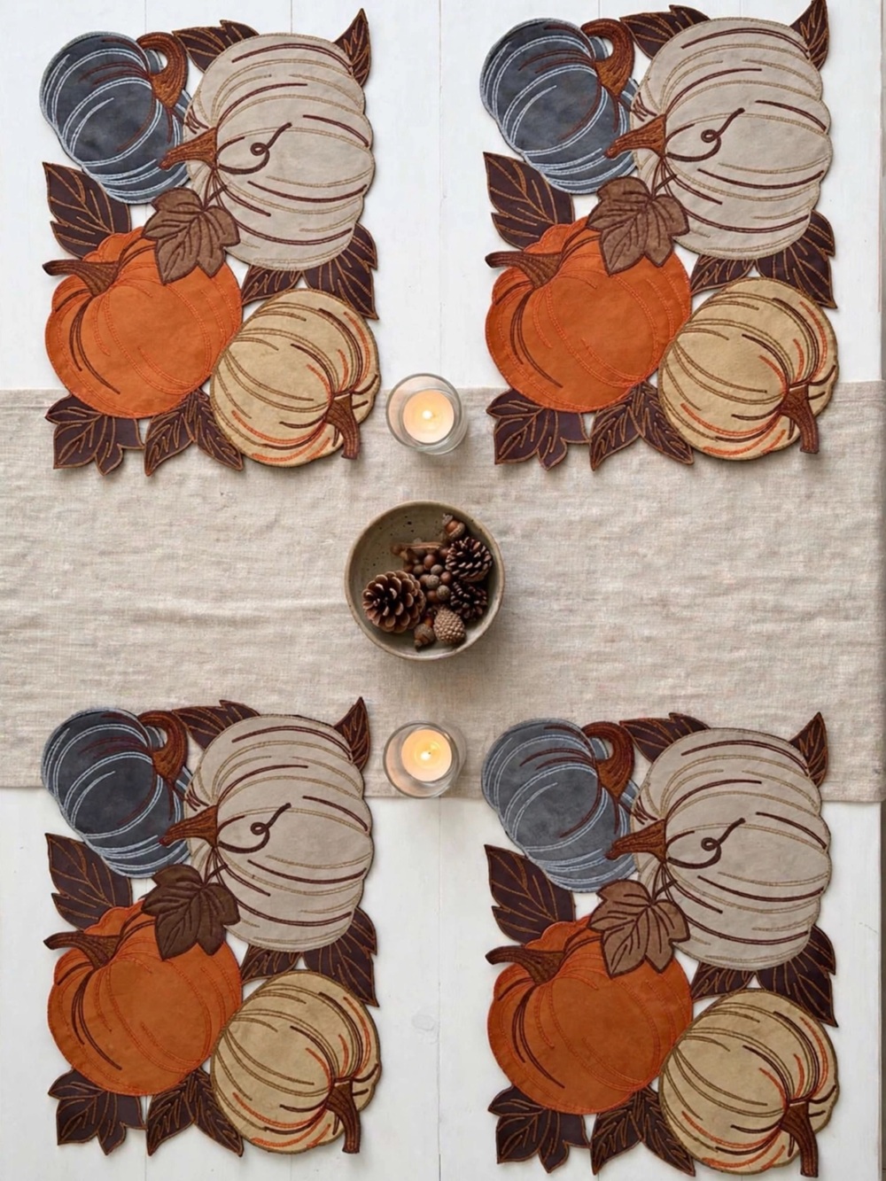 NWT Homewear Set of 4 Die Cut Pumpkin Fall Thanksgiving Placemats 13"x19"